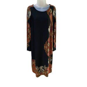 NWT Simply Be BeSpoke Cache Black Gold Red Peruvian Paisley Artsy Jersey Knit Dr